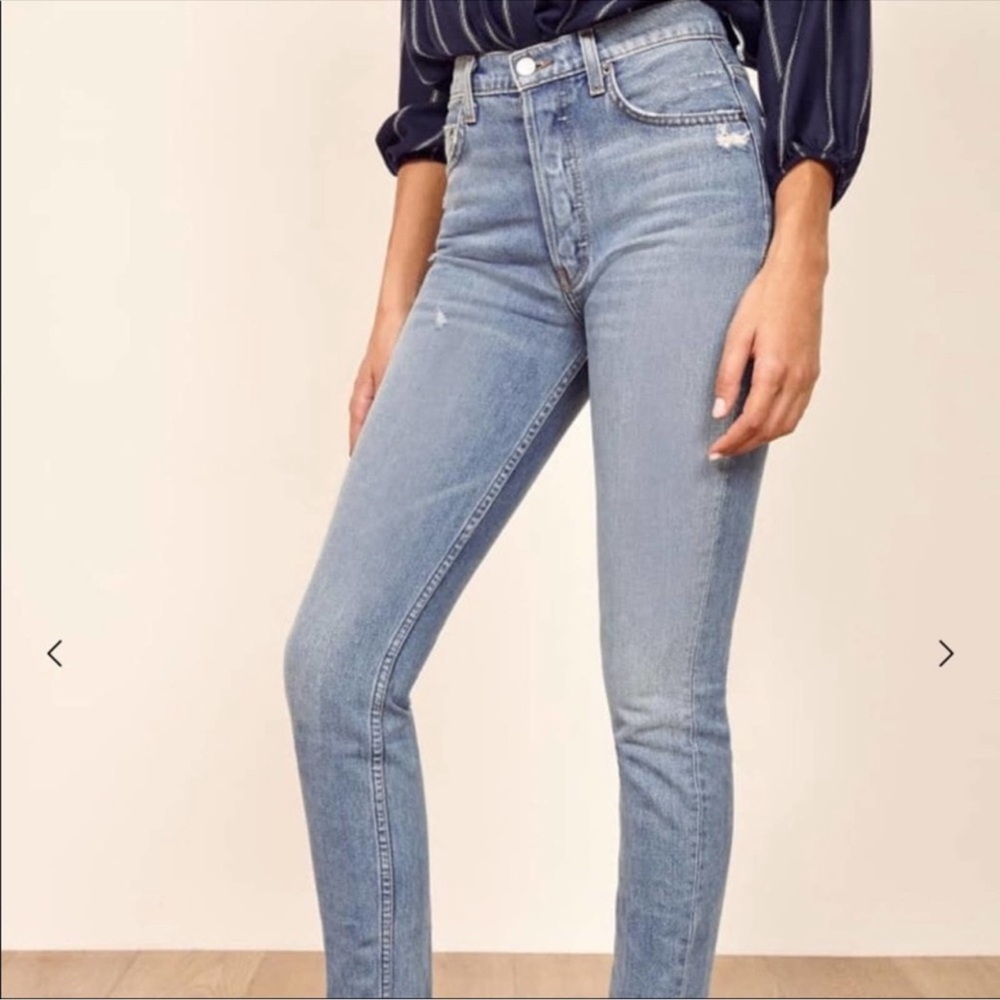 Reformation Melissa High and Skinny Jeans in Blue Wash